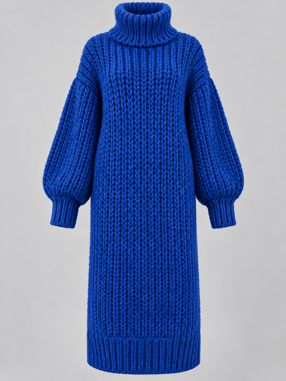 Robe en grosse maille cobalt, vue produit