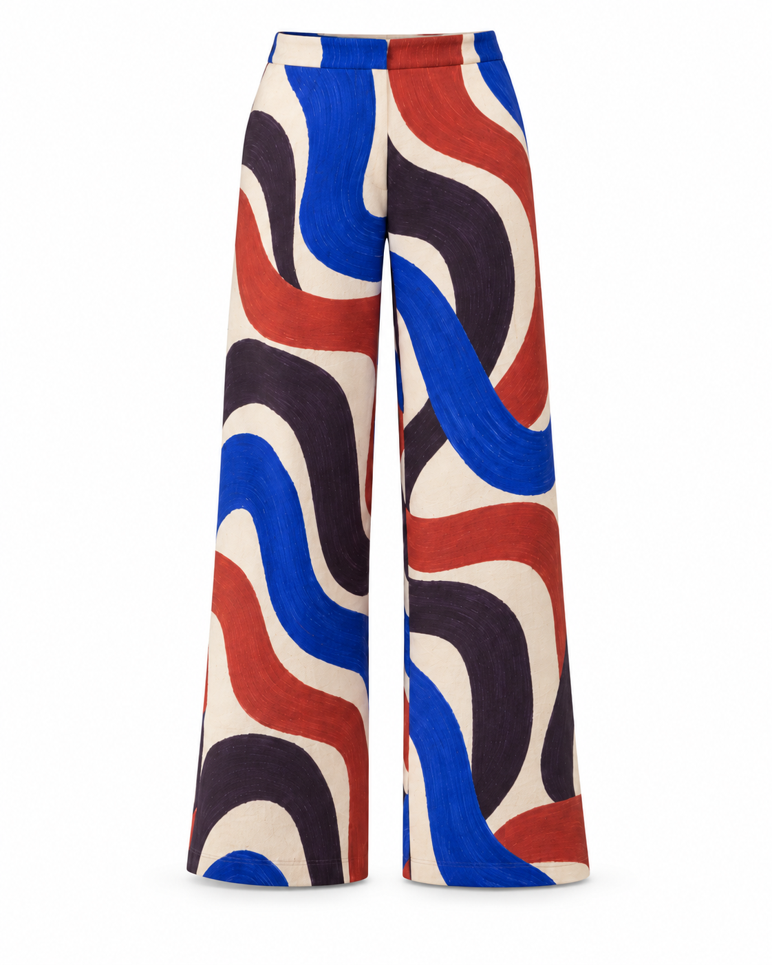 Packshot du pantalon large imprimé, sur fond blanc